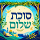 שמשונית לסוכה סוכת שלום בעיצוב ירושלמי בגווני כחול וזהב