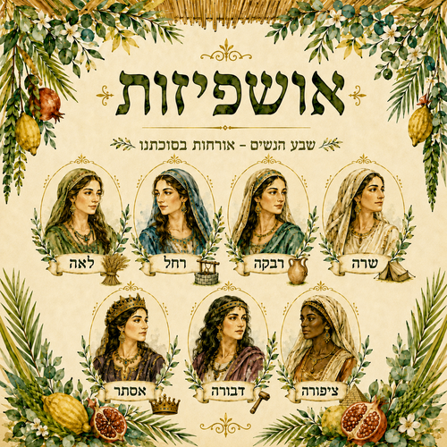 שמשונית אושפיזות לסוכה עם שרה רבקה רחל לאה ציפורה דבורה ואסתר