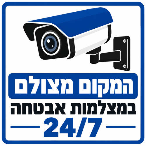 שלט המקום מצולם במצלמות אבטחה 24/7 30x30 ס"מ