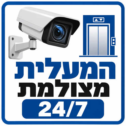 שלט המעלית מצולמת 24/7 30x30 ס"מ