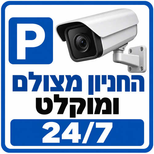 שלט החניון מצולם ומוקלט 24/7 30x30 ס"מ