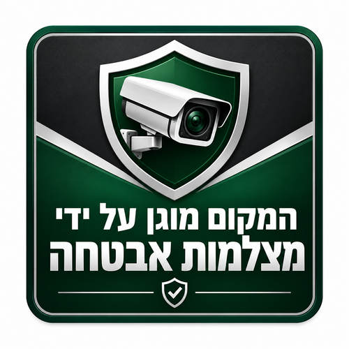 שלט המקום מוגן על ידי מצלמות אבטחה 30x30 ס"מ