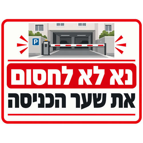 שלט נא לא לחסום את שער הכניסה 30x40 ס"מ