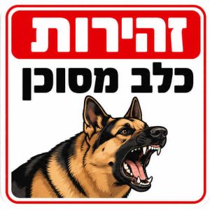 שלט זהירות כלב מסוכן 30x30 ס"מ