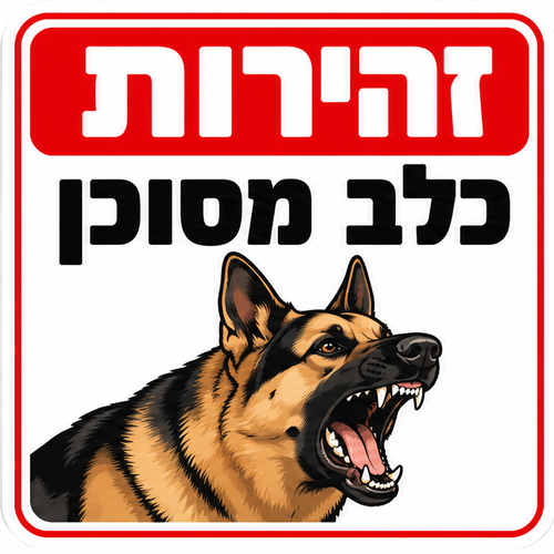 שלט זהירות כלב מסוכן 30x30 ס"מ