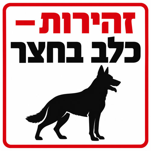 שלט זהירות כלב בחצר 30x30 ס"מ