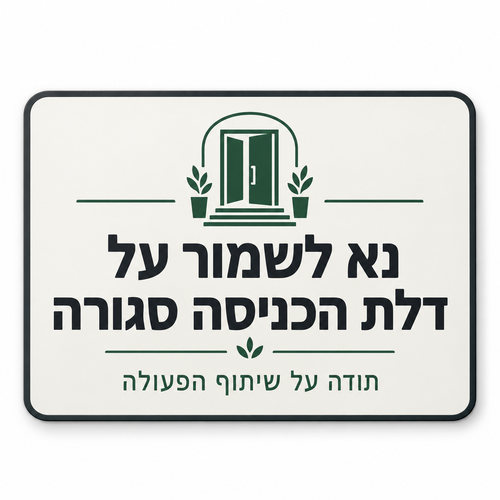 שלט נא לשמור על דלת הכניסה סגורה 30x40 ס"מ