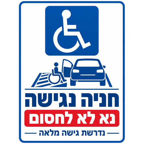 שלט חניה נגישה נא לא לחסום נדרשת גישה מלאה 25x35 ס"מ