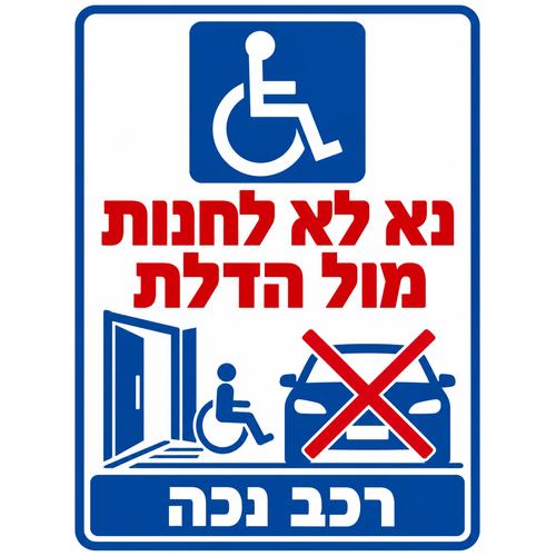 שלט נא לא לחנות מול הדלת רכב נכה 25x35 ס"מ