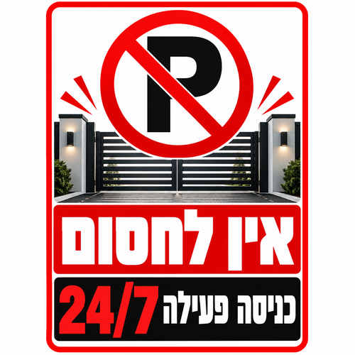 שלט אין לחסום כניסה פעילה 24/7 25x35 ס"מ