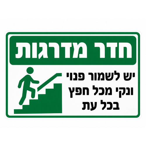 שלט חדר מדרגות יש לשמור פנוי ונקי 30x40 ס"מ